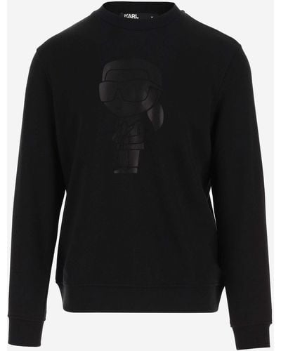 Karl Lagerfeld Cotton Blend Sweatshirt With Logo - Black