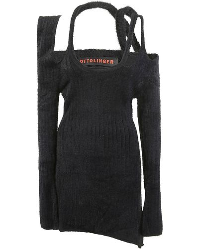 OTTOLINGER Knit Crossover Mini Dress - Black