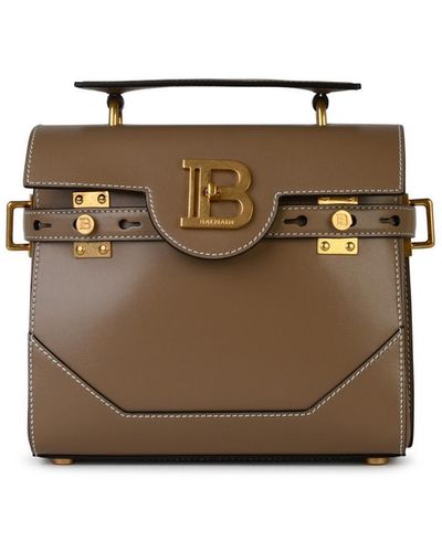 Balmain B-Buzz 23 Leather Bag - Brown