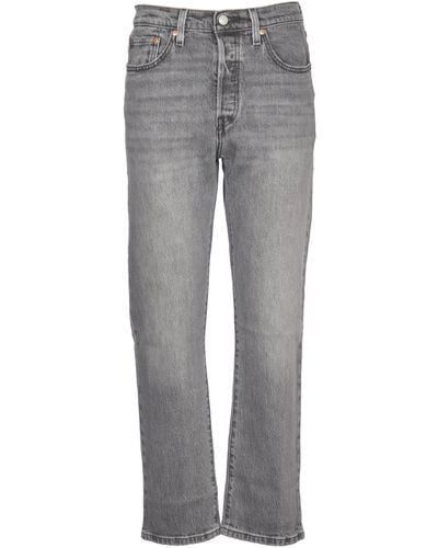 Levi's 501 Cropped Straight-leg High-rise Stretch-denim Jeans - Gray