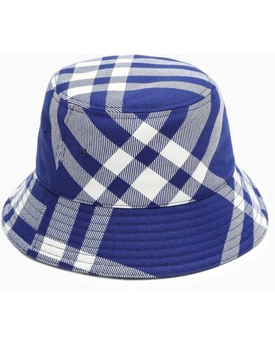 Burberry Check Pattern Bucket Hat - Blue