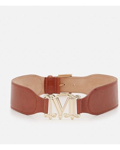 Max Mara Logo Leather Belt - White