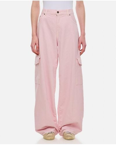 Haikure Bethany Twill 45 Baggy Denim Cargo Trousers - Pink