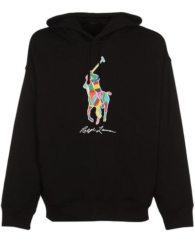 Polo Ralph Lauren Signature Logo Embroidered Hooded Sweatshirt - Black