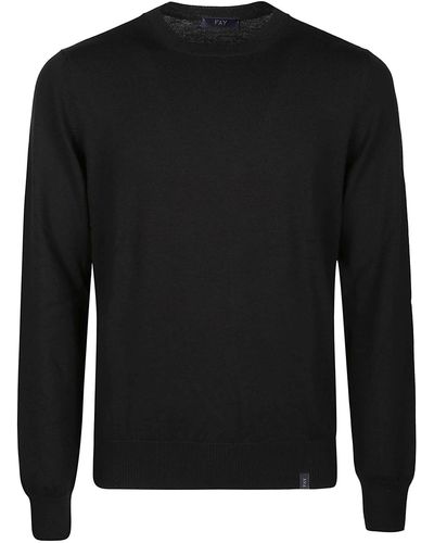 Fay Round Neck Sweater - Black