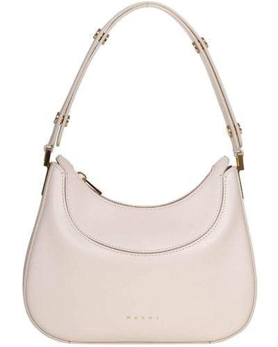 Marni Milano Mini Leather Hobo Bag - White