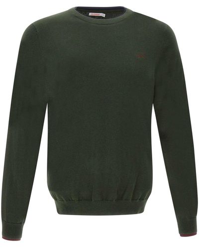 Sun 68 Round Double Cotton And Wool Pullover - Green