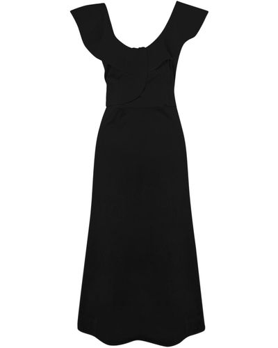 Liviana Conti Poplin Dress With Stitching - Black