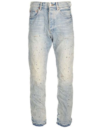 PURPLE BRAND Monogram-embroidered Slim Jeans - Blue