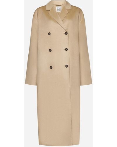 Totême Oversized Double-Breasted Wool Coat - Natural