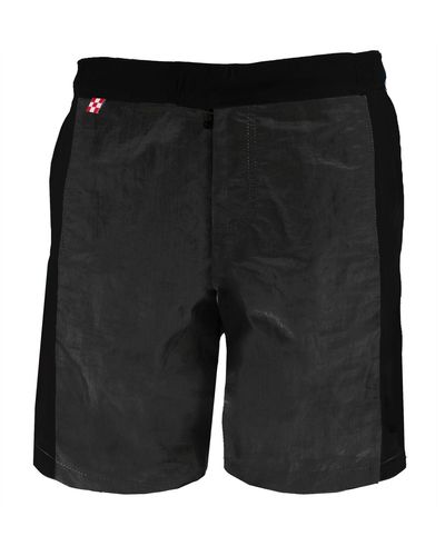 Mc2 Saint Barth Check Swim Shorts With Contrast Lateral Band - Black