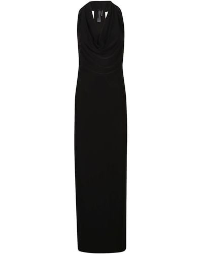 Norma Kamali Halter Neeta Side Slit Dress - Black