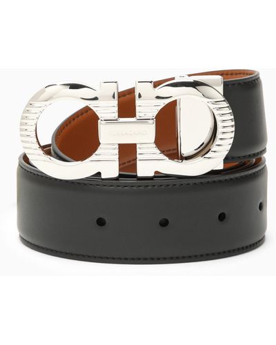 Ferragamo Gancini Reversible/ Leather Belt - Brown