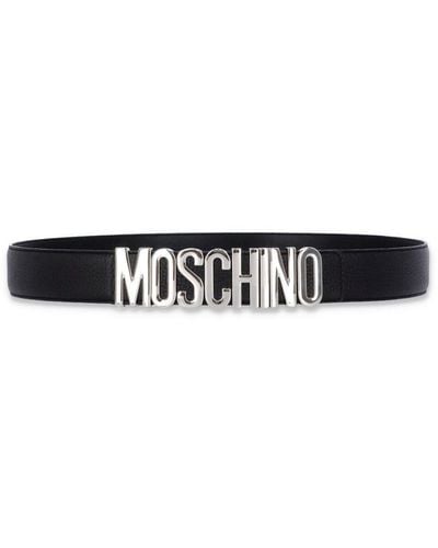 Moschino Logo Lettering Buckle Belt - White