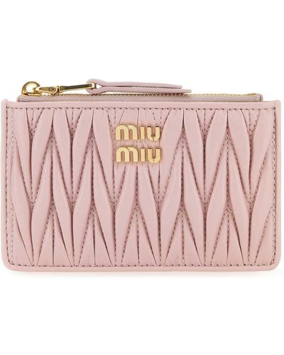 Miu Miu Pastel Pink Leather Card Holder