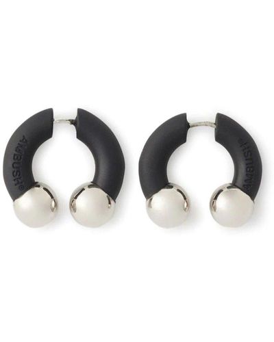 Ambush Logo Debossed Barbell Earrings - White