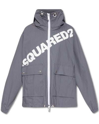 DSquared² Logo Hooded Windbreaker - Blue