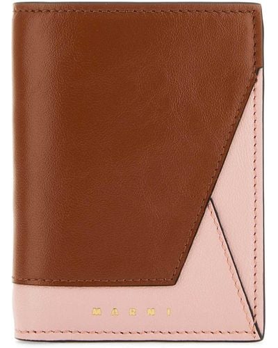 Marni Two-Tone Leather Wallet - Brown