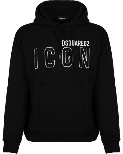 DSquared² Hooded Sweatshirt With Icon Print - Black