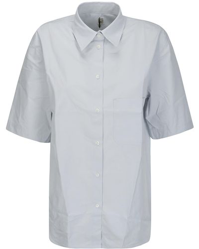 Totême Short-Sleeve Poplin Shirt - Grey