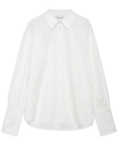Anine Bing Maxine Logo-embroidered Cotton Shirt - White