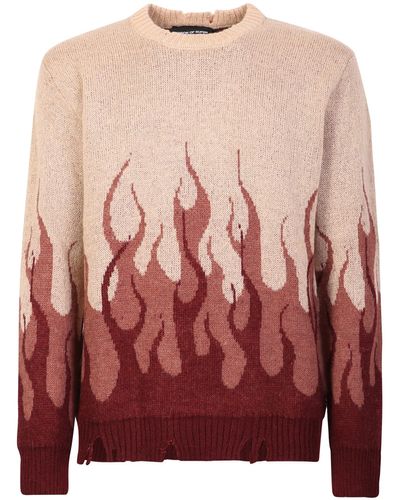 Vision Of Super Wine Double Flames Sweater - Pink