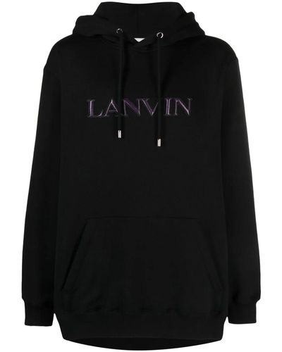 Lanvin Logo-appliqué Cotton Hoodie - Black