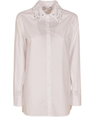 Ermanno Scervino Embellished Collar Plain Shirt - White