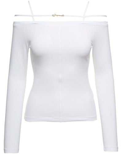 Jacquemus Sierra Long-Sleeve Top With Logo Detail - White