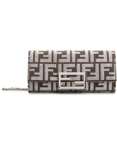 Fendi Baguette Continental Chain Wallet - White