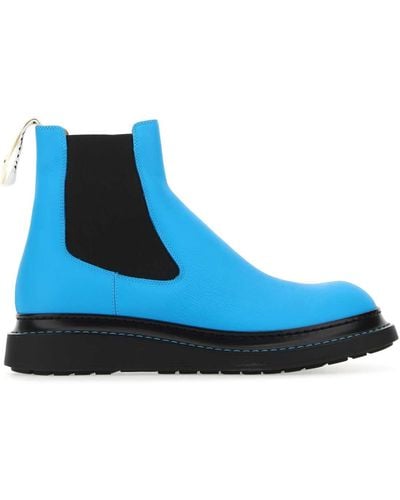 Loewe Fluo Light- Leather Ankle Boots - Blue