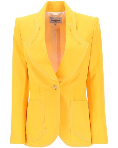 Casablancabrand Silk Blend Single-breasted Blazer - Yellow