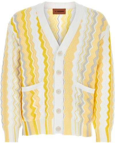 Missoni Embroidered Cotton Blend Cardigan - Yellow