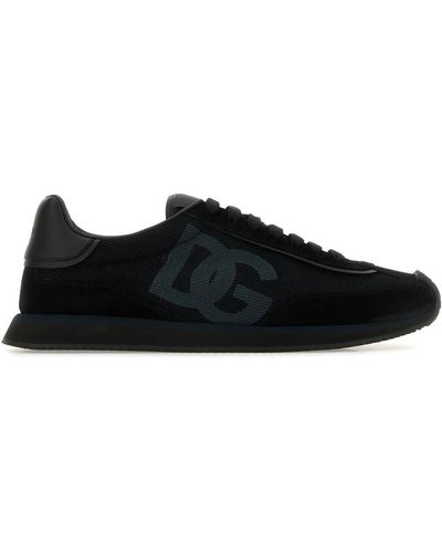 Dolce & Gabbana Suede And Mesh Dg Aria Trainers - Black