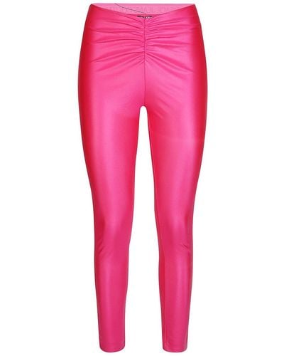 Versace Ruched Coated Skinny Leggings - Pink