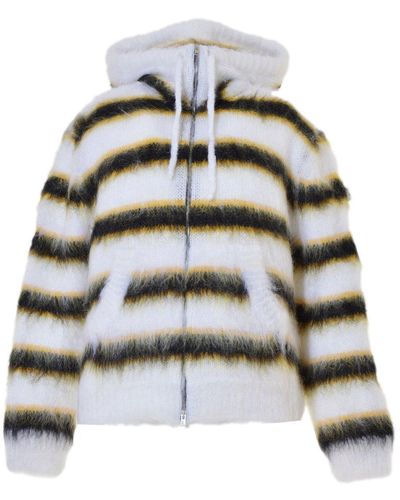 Marni Striped Drawstring Knitted Hoodie - Multicolor