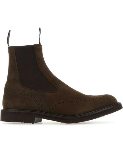 Tricker's Khaki Suede Henry Ankle Boots - Brown