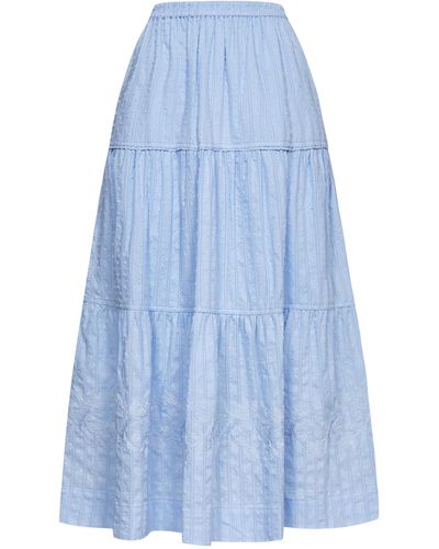 See By Chloé Lace Cotton Maxi Skirt - Blue