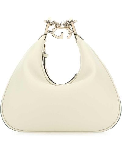 Gucci Ivory Leather Small Attache Shoulder Bag - Natural