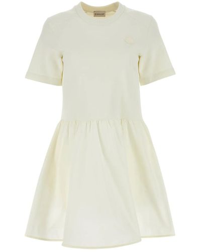 Moncler Ivory Cotton Mni Dress - White