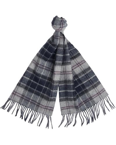Barbour Check Pattern Fringed Edge Scarf - Blue