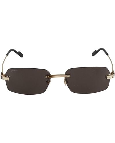 Cartier Straight Bridge Rimless Sunglasses - Brown
