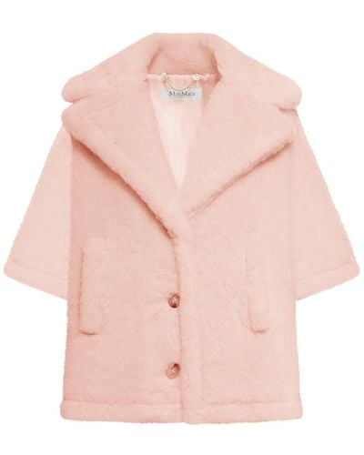 Max Mara Short Cape In Teddy Fabric - Pink