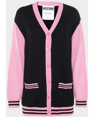 Moschino Black And Pink Wool Knitwear - Red