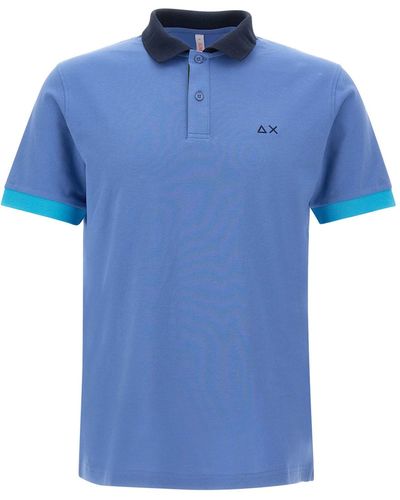 Sun 68 3 Colors Cotton Polo Shirt - Blue