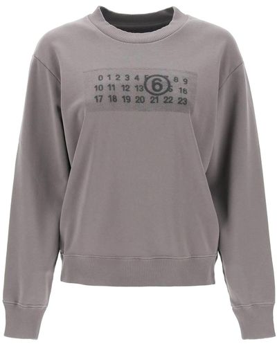MM6 by Maison Martin Margiela Sweatshirt With Numeric Logo Print - Grey