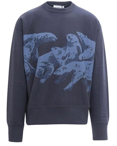 KENZO Polar Bear-print Cotton Sweatshirt - Blue