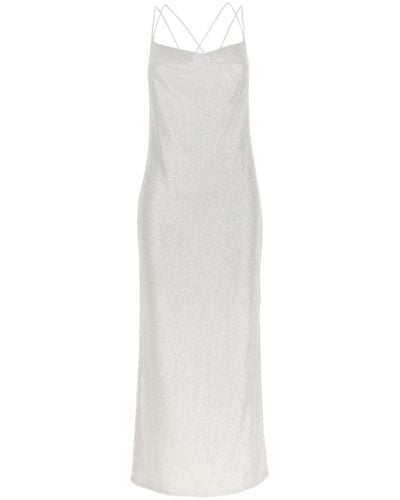 ROTATE BIRGER CHRISTENSEN Maxi Dress With Draped Neckline And All-Over Paillettes - White