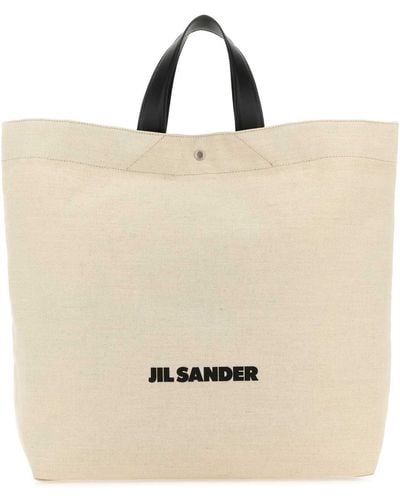 Jil Sander Sand Canvas Flat Shopping Bag - Natural