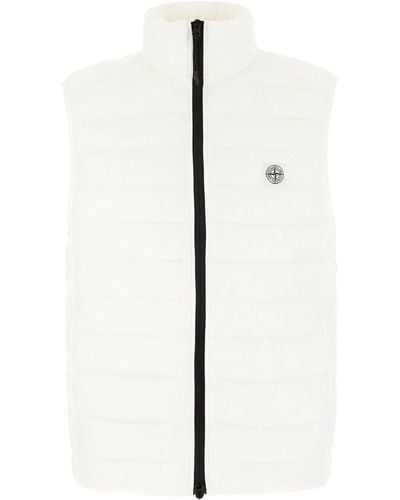 Stone Island High Neck Quilted Gilet - White